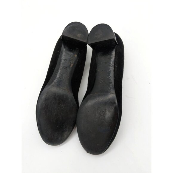 LOUIS VUITTON Womens Pump SZ 35 Leather Suede Kitten Block Heel Black Round Toe - Picture 3 of 14
